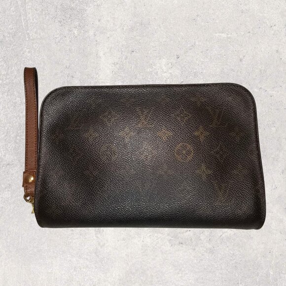Vintage Louis Vuitton Orsay Monogram Clutch Wristlet Bag Brown - Picture 3 of 14